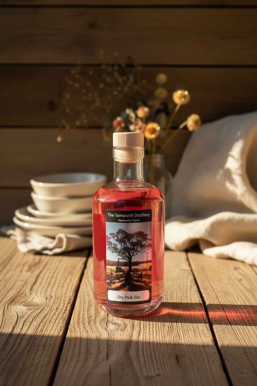 Bottle of Dry Pink Gin from The Tamworth Distillery